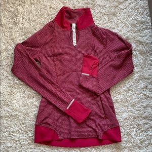 Size 4 Lululemon Red Marled Runderful Half Zip Top